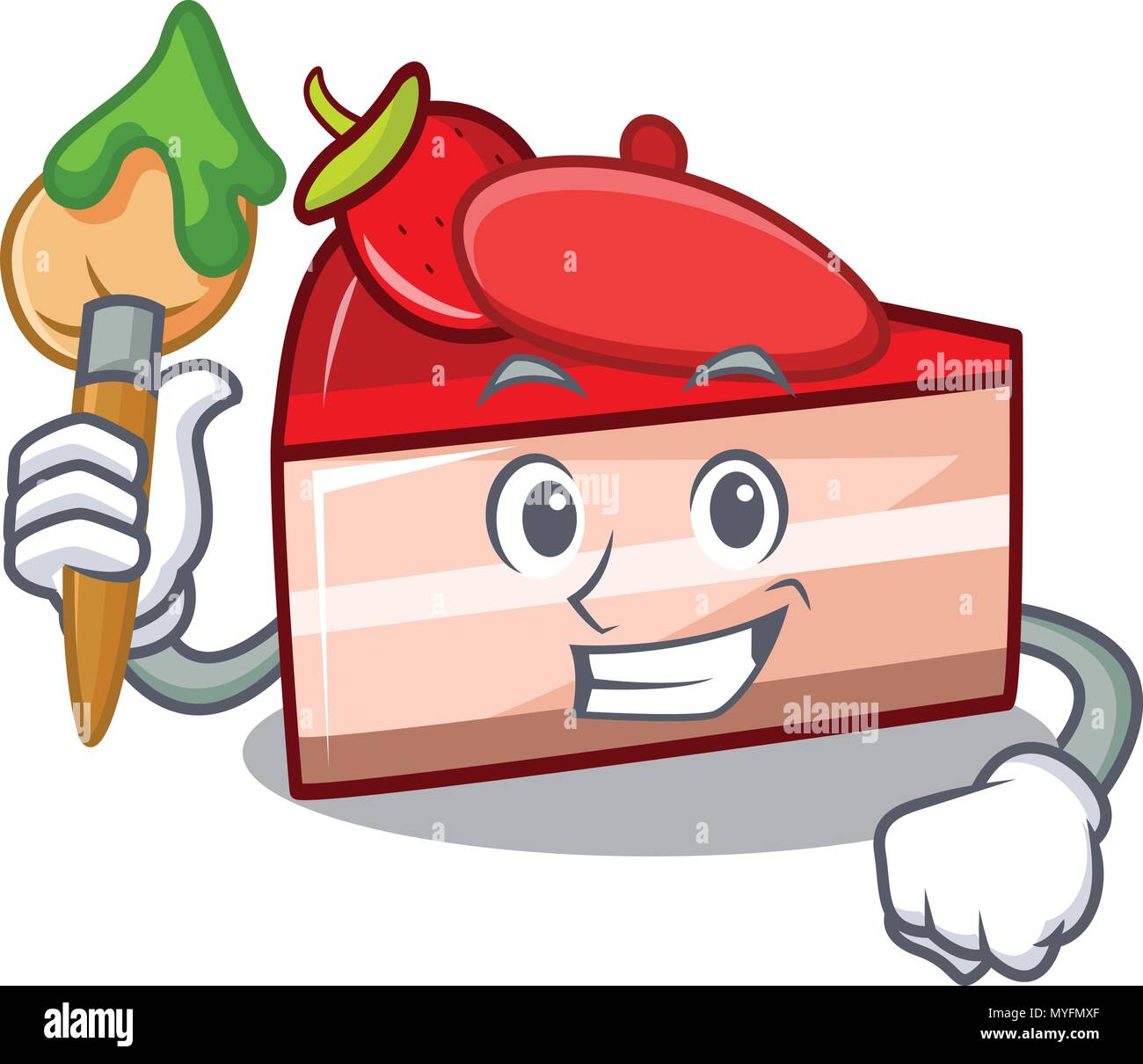 Tarta De Fresa Artista Cartoon Character Imagen Vector De Stock Alamy