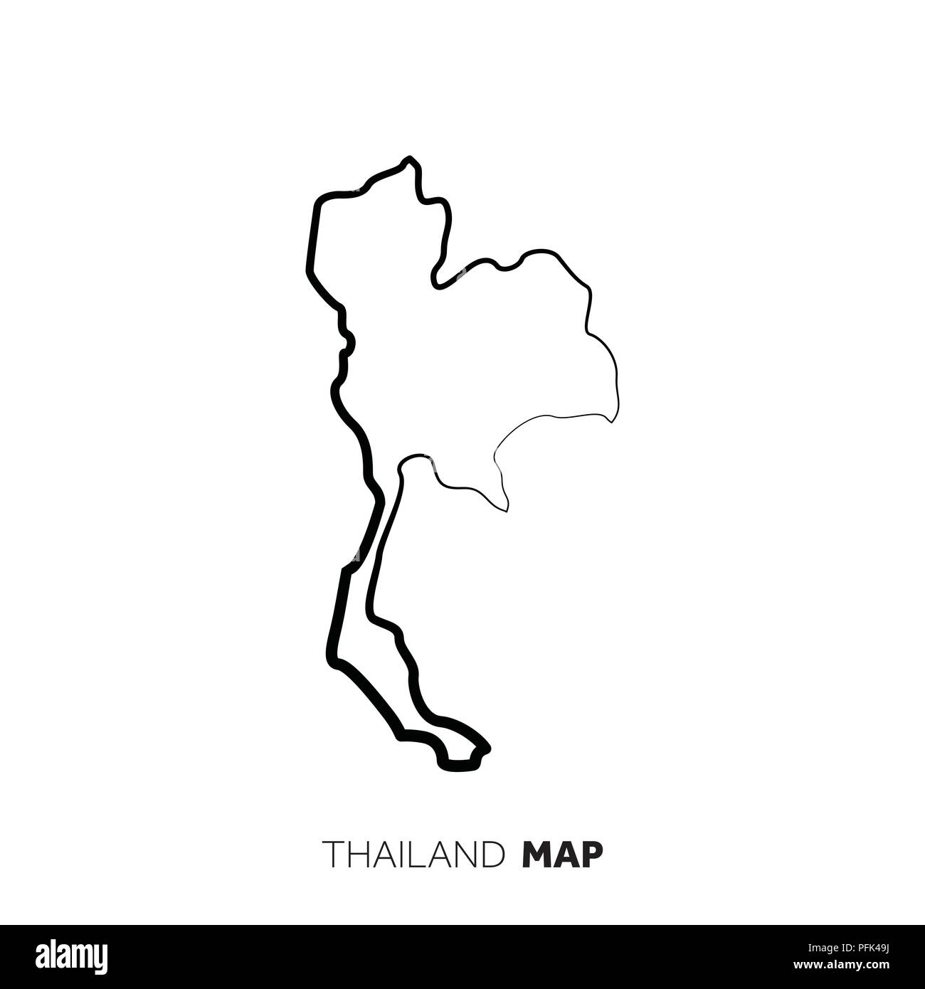 Tailandia vector esquema del mapa del país Línea negra sobre fondo blanco Imagen Vector de