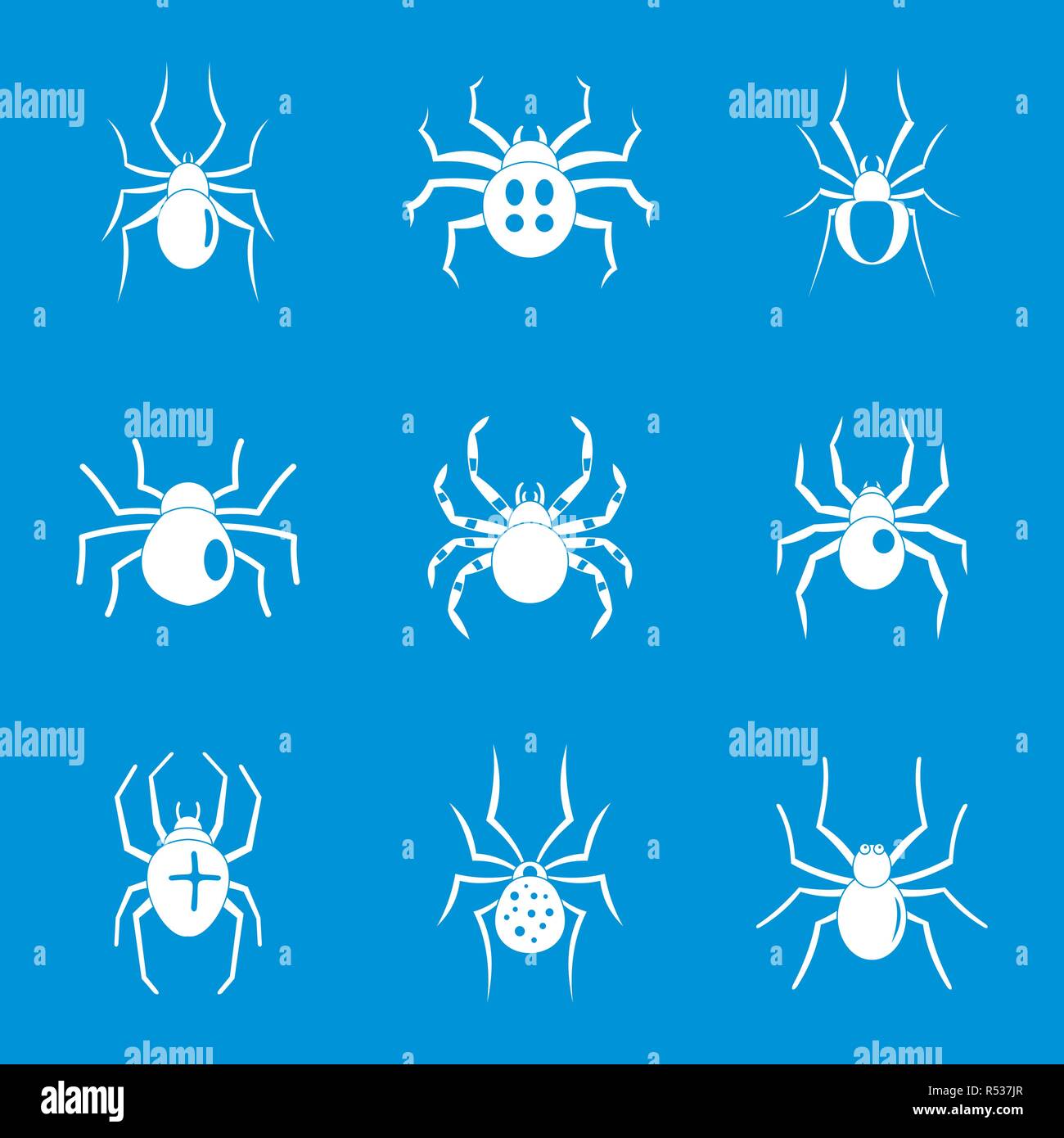 Spider bugs fobia caterpillar iconos Ilustración simple de 9 spider