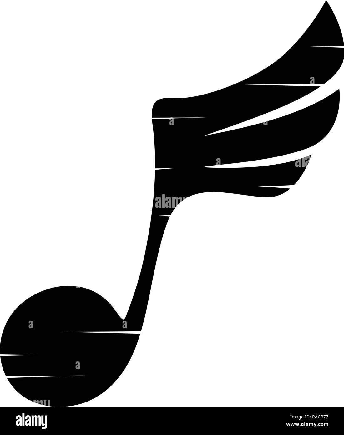 Signo de tono musical con el símbolo del ala de arte vectorial Imagen