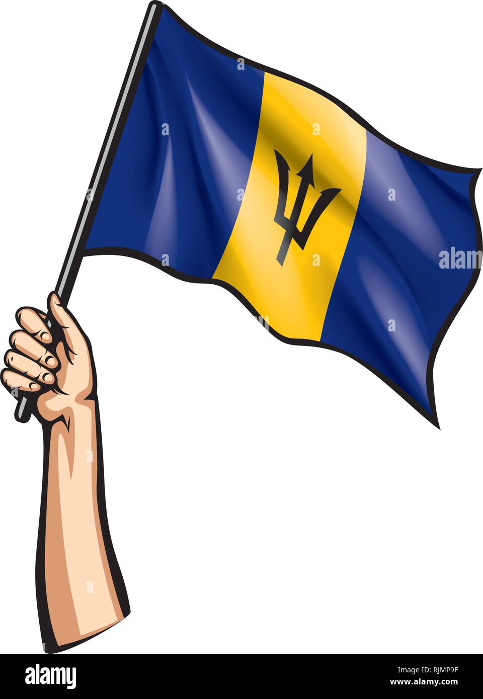 Bandera De Barbados Y Mano Sobre Fondo Blanco Ilustraci N Vectorial
