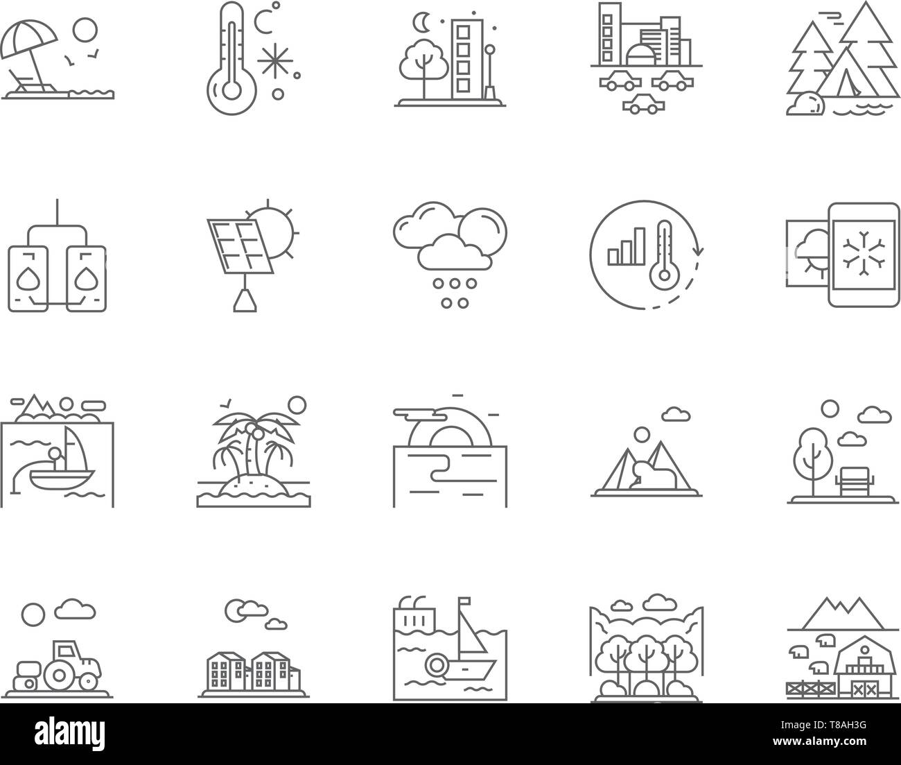 Consultor medioambiental los iconos de línea signos vector