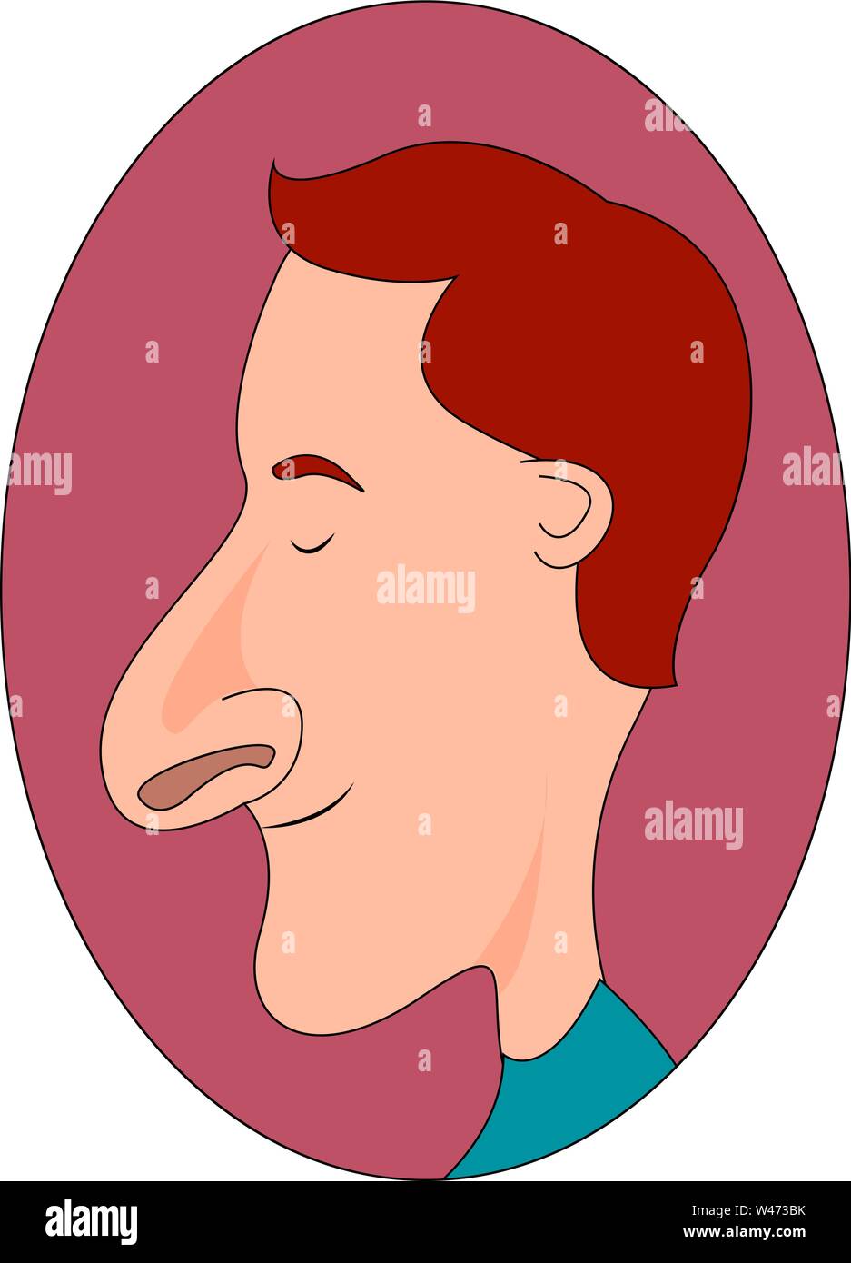 Hombre con gran nariz ilustración vector sobre fondo blanco Imagen