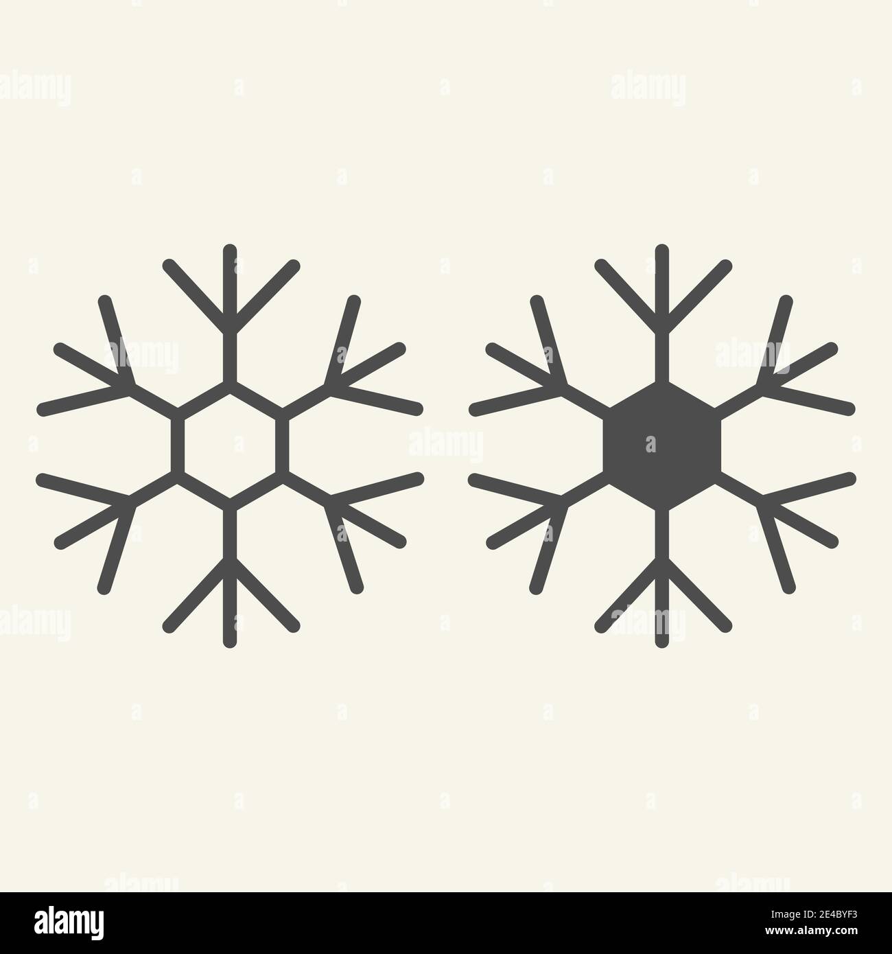 Ligne flocon de neige et icône pleine Flocon de neige en cristal de