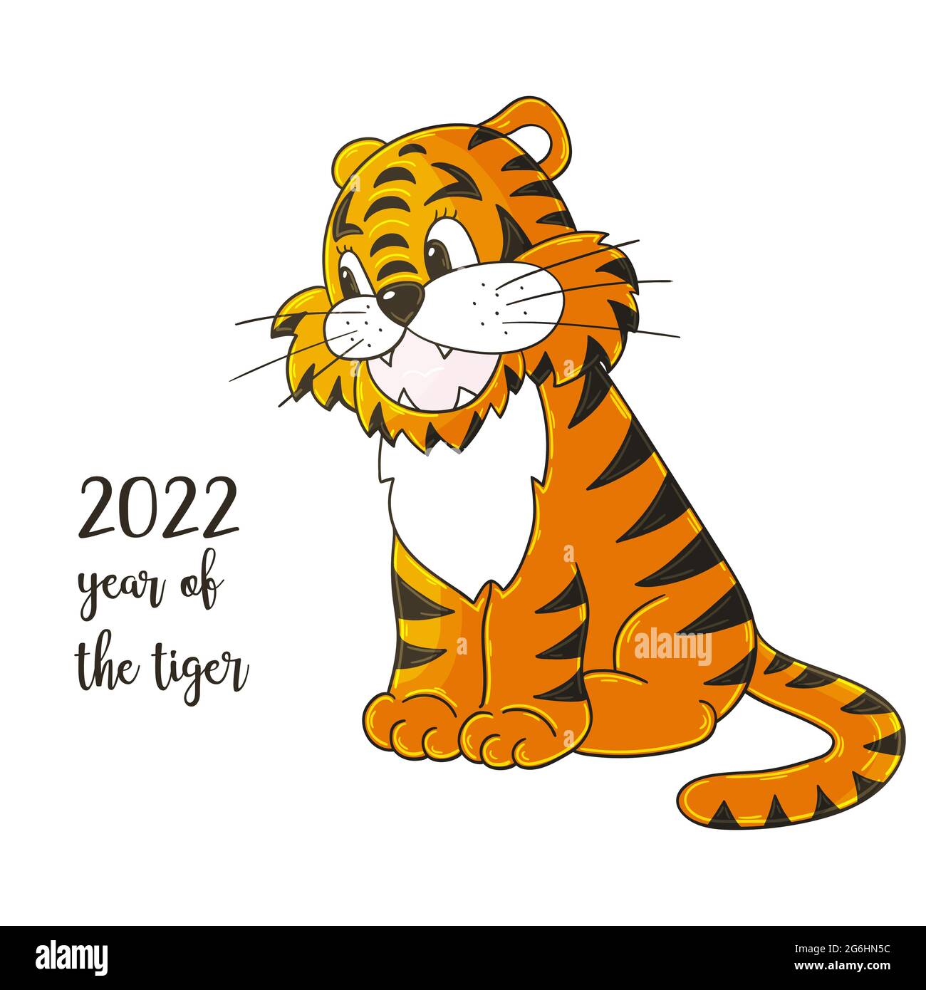 Symbole de 2022 Illustration avec tigre à la main Nouvelle année 2022