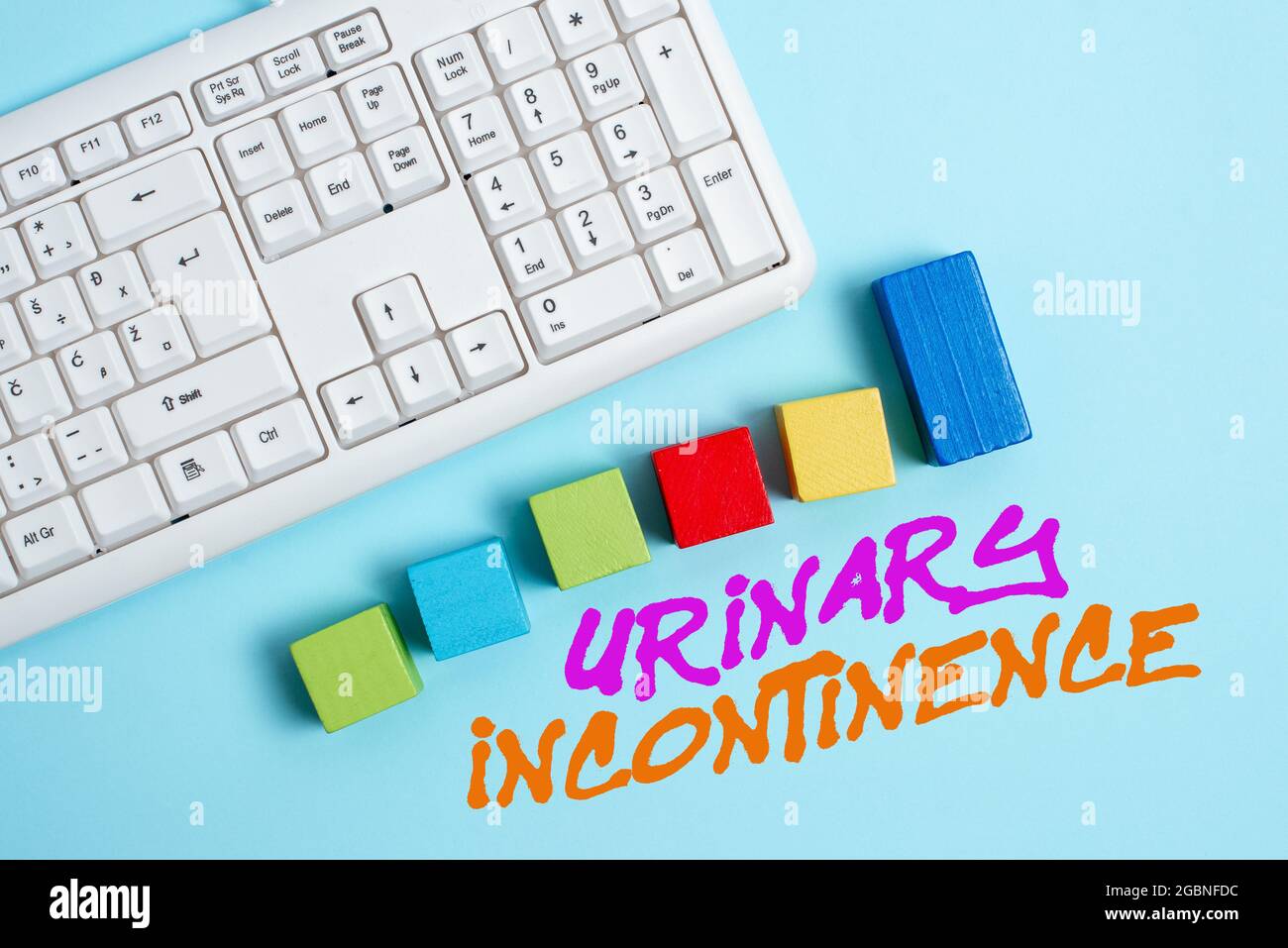 Écriture affichant le texte incontinence urinaire Mot écrit sur la