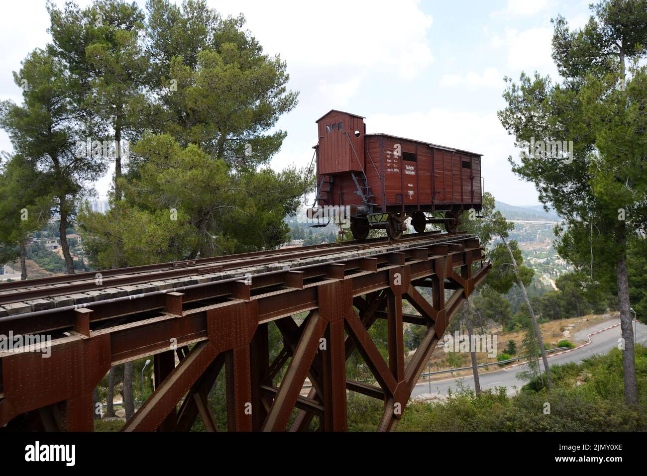 Le monument de wagon ou wagon de bétail en mémoire de ceux déportés