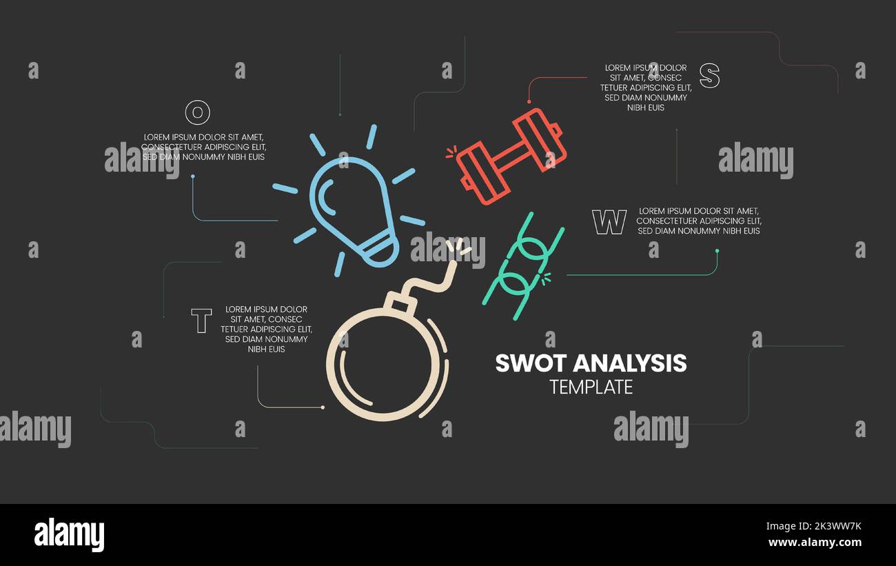 L infographie d analyse SWOT avec modèle d icônes comporte 4 étapes