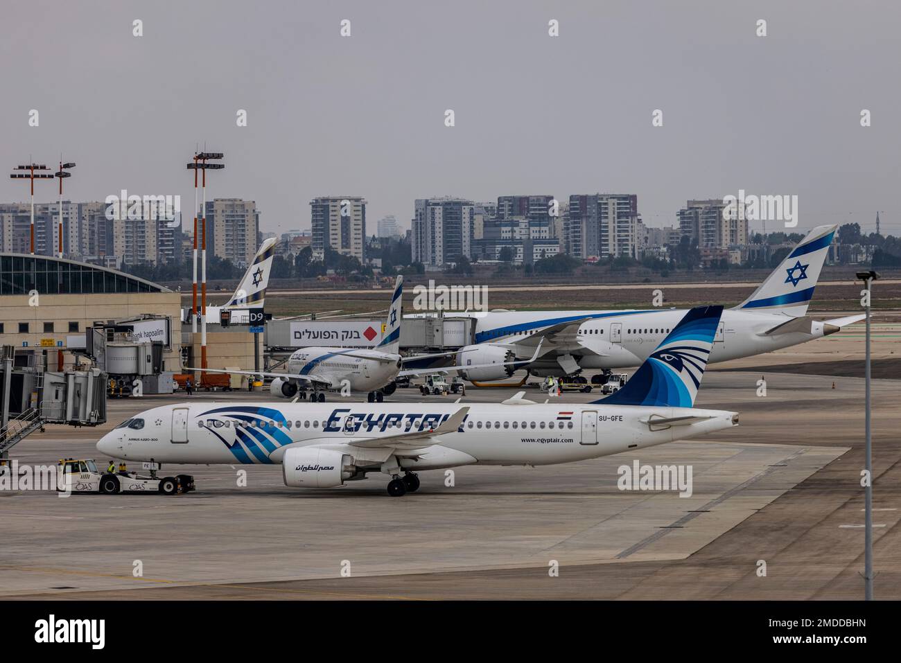 An Egyptair Airbus Aircraft Is Seen On The Tarmac At Ben Gurion