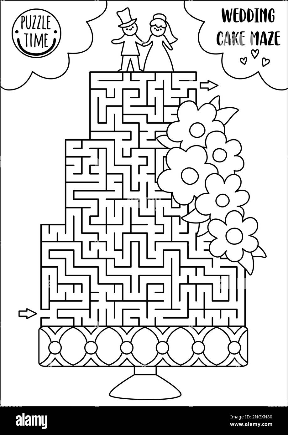 Mariage Labyrinthe Noir Et Blanc Pour Les Enfants Avec Grand G Teau