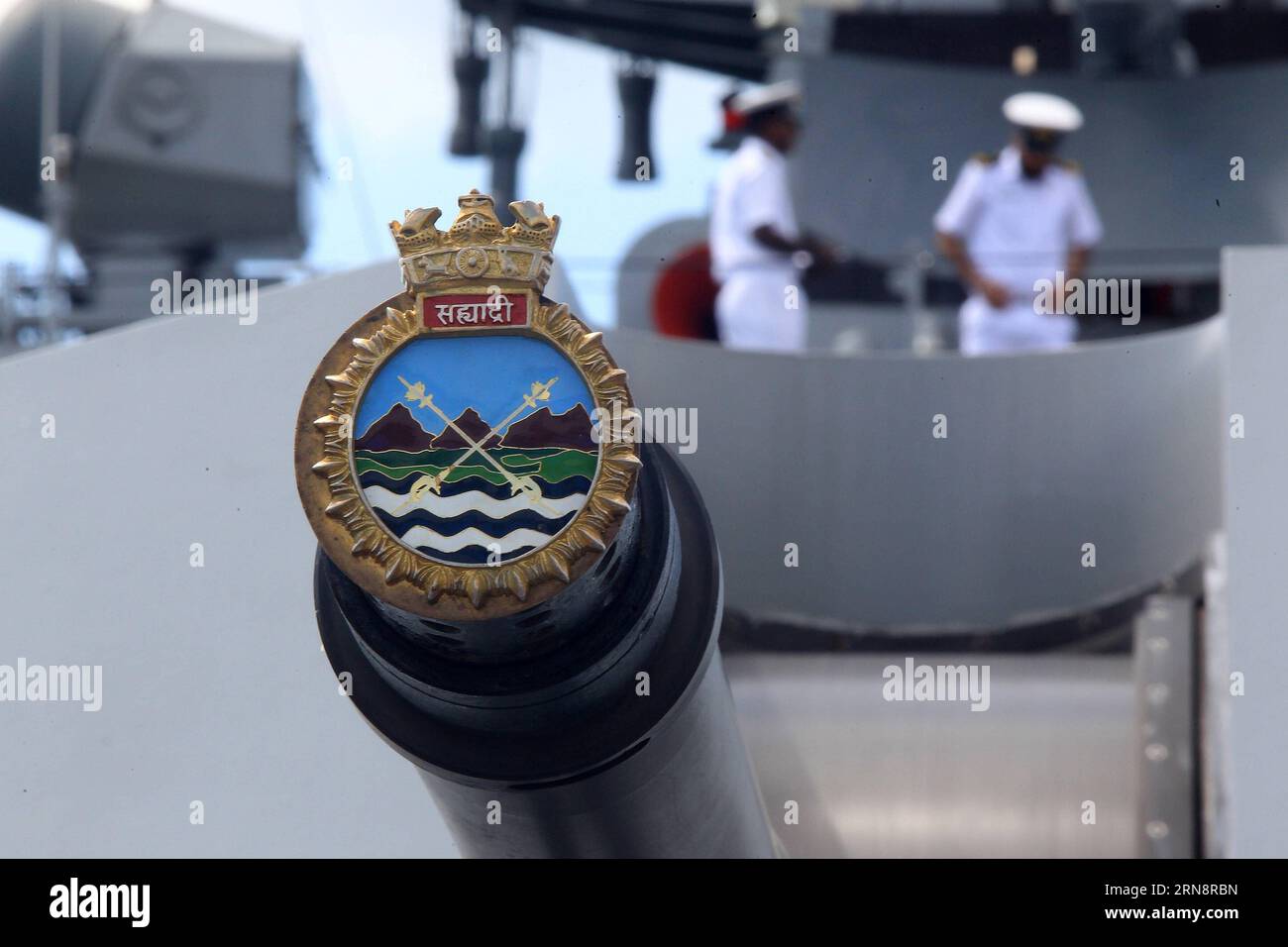 Photo Taken On Nov 3 2015 Shows The Crest Of The Indian Naval Warship