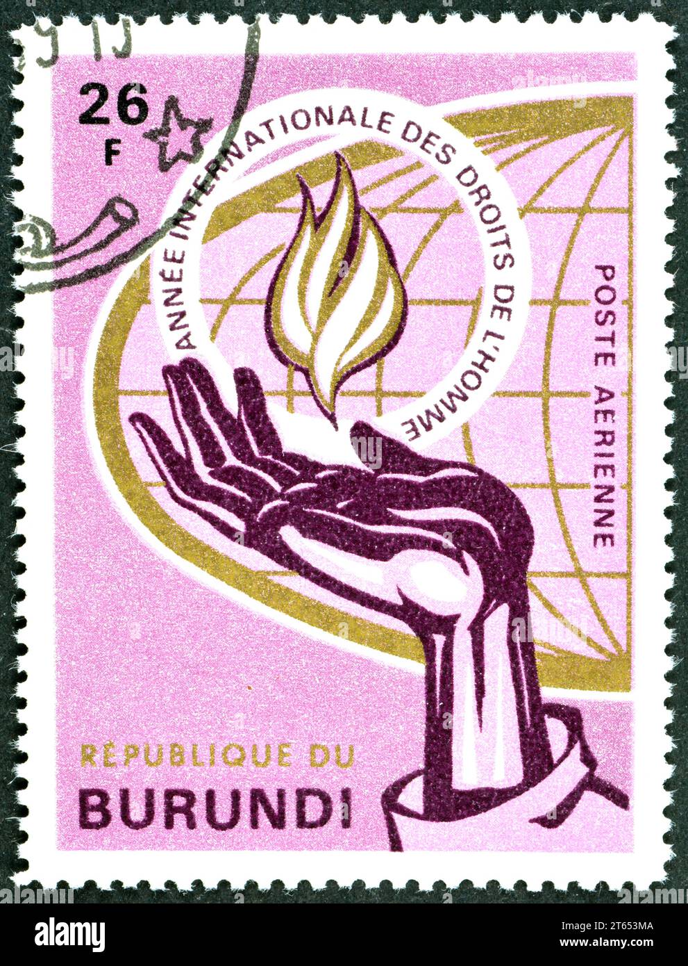 Timbre Poste Annul Imprim Par Le Burundi Qui Montre La Flamme La