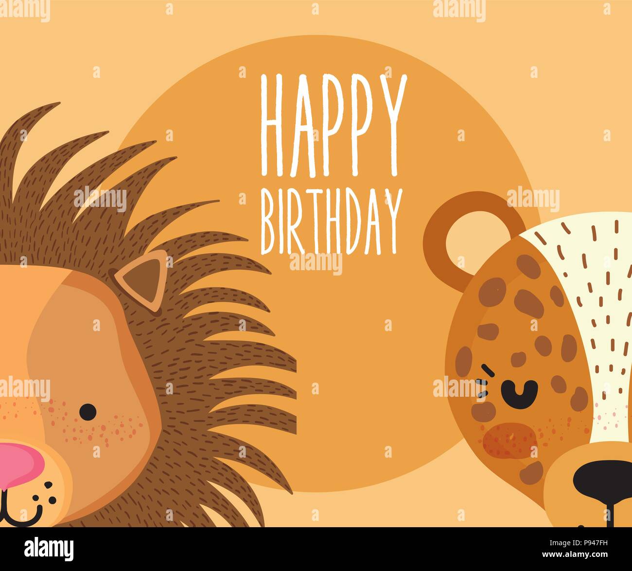 Carte Joyeux Anniversaire Animaux Cute Cartoon Vector Illustration