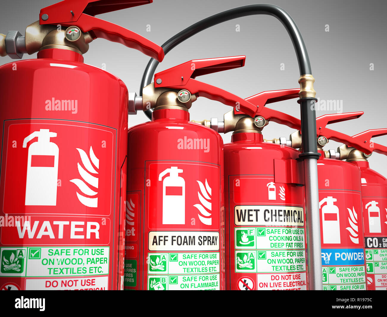 Les Extincteurs Isol Sur Fond Gris Diff Rents Types D Extincteurs D