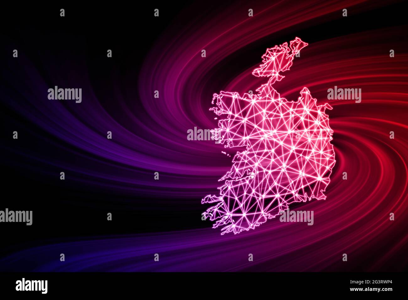 Mappa D Irlanda Mappa Poligonale Delle Linee Mesh Mappa Moderna Foto