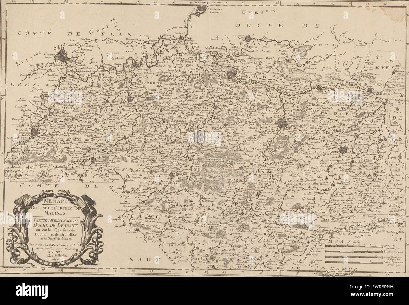 Mappa Della Parte Meridionale Del Ducato Di Brabante Menapii Dioecese