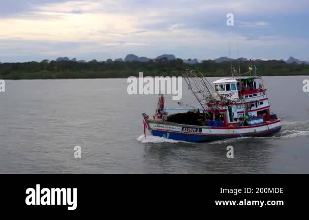 Ao Nang Krabi Thailand October Old Fisherboat Swims In The The