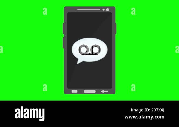video animation icon mobile phone listening voicemail message, on a ...