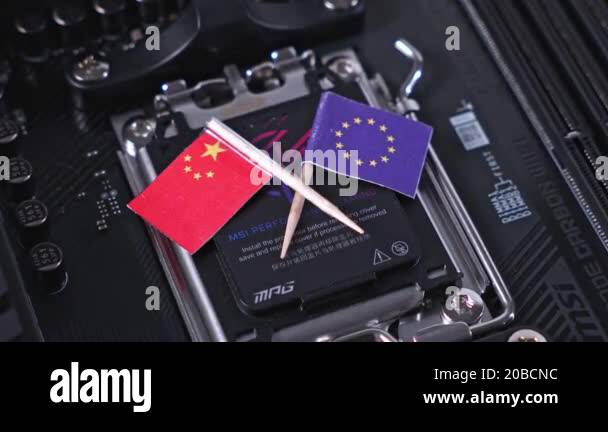 Poznan, Poland - November 25, 2024: Miniature flags of China and the ...