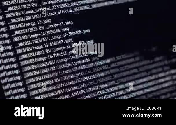 scrolling lines of code on a dark screen with dynamic left-to-right ...