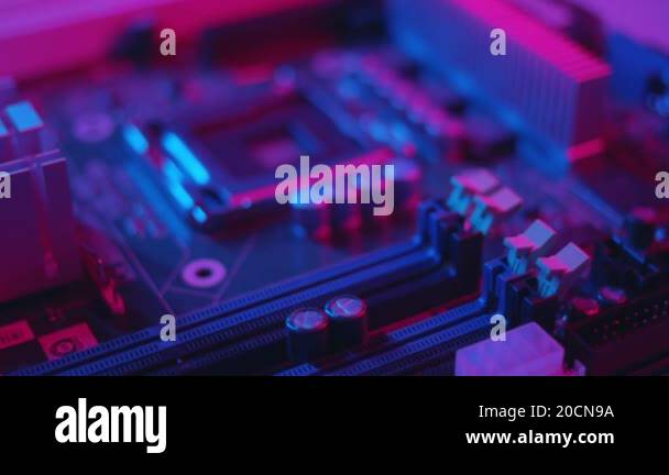 NEW YORK - May 19, 2019:Macro electronic part of a computer disassemble ...