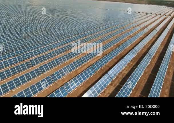 Aerial view of large industrial solar farm field, with plenty of ...