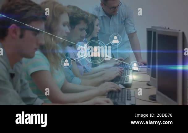 Using computers in classroom, students with network connections ...