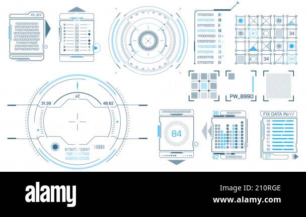 Pack of design elements of high-tech interface for working with data ...