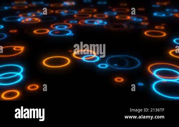 Vibrant neon circles abstract futuristic hi-tech motion background ...