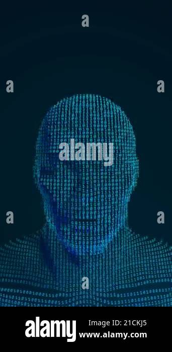 Looping Binary Code Animation Forming a Futuristic Human Silhouette ...