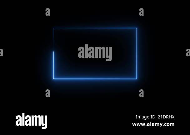 A neon rectangle shape icon animation features a glowing rectangular ...