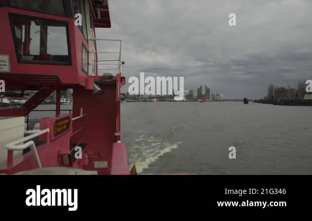 Hamburg, Germany. Passenger shuttle ferry in Hamburg on River Elbe ...