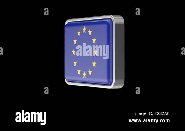 Spinning European Union flag button on black background Stock Video ...