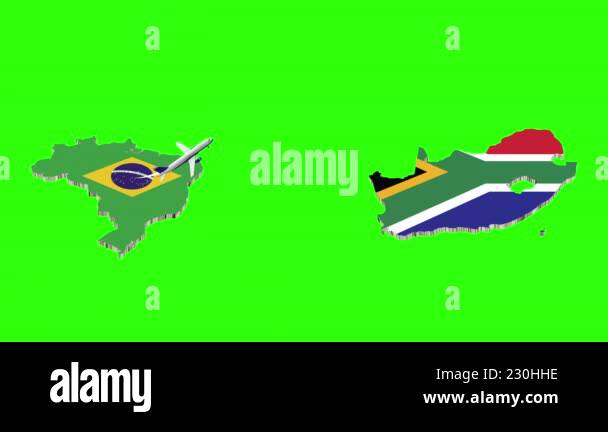 Brazil Flight Video Animation Of Flight From BRAZIL To SOUTH AFRICA Stock Video Footage - Alamy