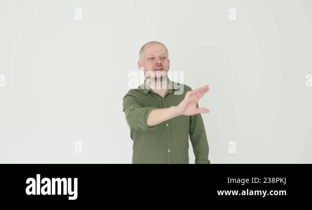 Effective communication methods man waving hand on white background ...