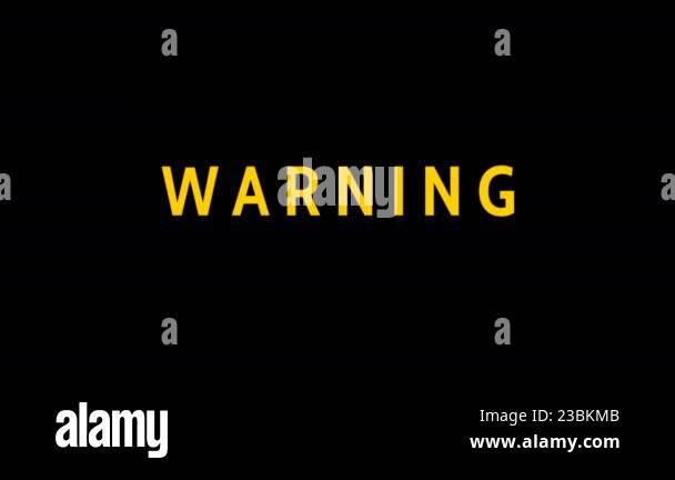 Text animation on a black background - WARNING. The flashing text ...