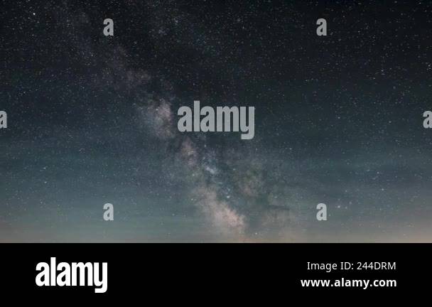Milky way galaxy stars moving fast in blue starry night sky. Astronomy ...