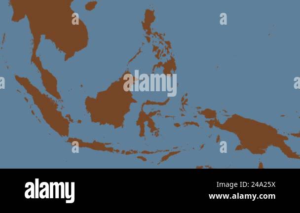Celebes Sea region on the background of a solid color map of the world ...