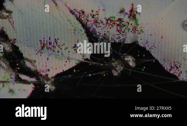Defective screen. Cracked LCD. Pixel computer glass surface. Digital ...