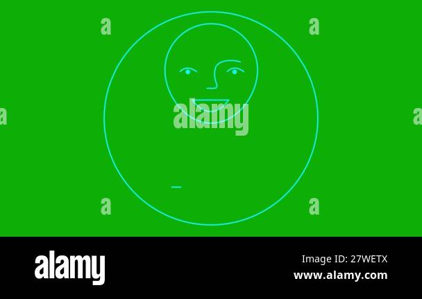 Animated blue linear symbol of girl is drawn. Icon of smiling woman ...