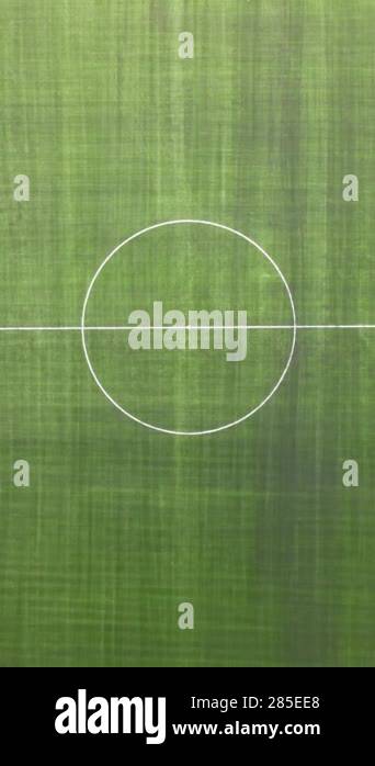 Soccer field in a public park. Top view from a drone of a green ...