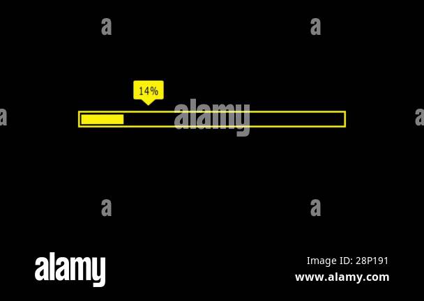 Loading bar animation with indicator shape, load 0 to 100% yellow color ...