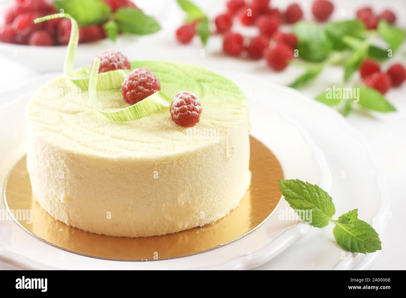Fancy Gateau With Raspberries Stock Photo Alamy