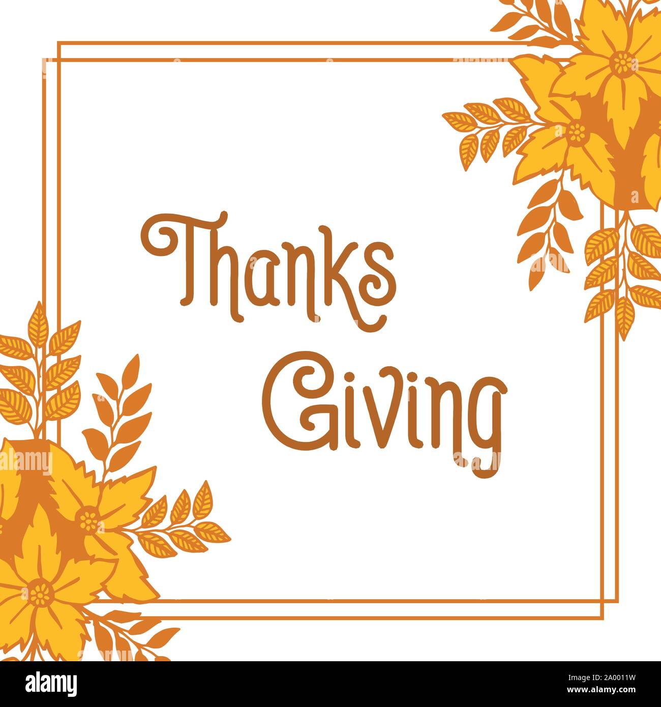 Card thanksgiving, with decorative element of autumn leaf flower frame ...