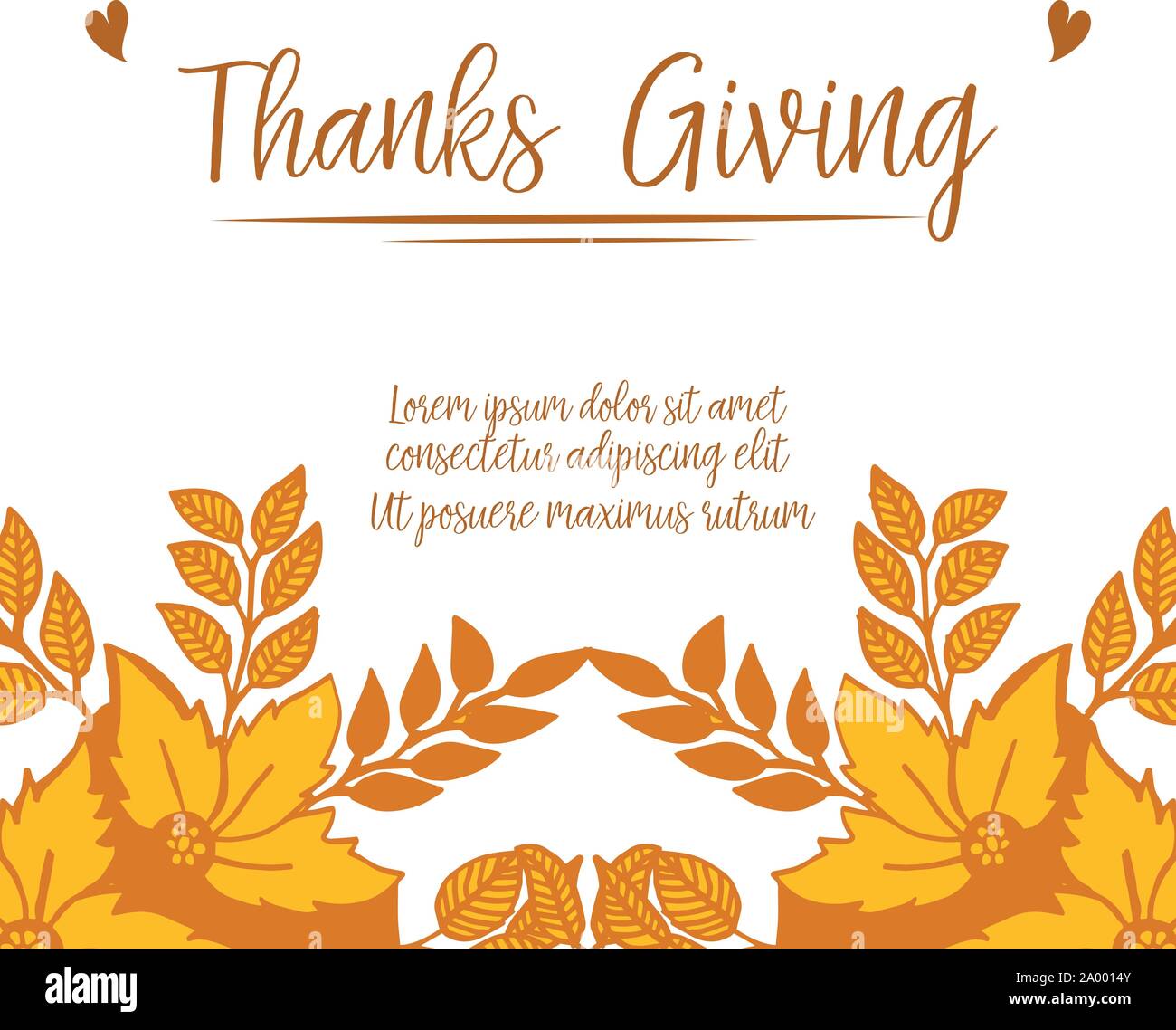 Card thanksgiving, with decorative element of autumn leaf flower frame ...