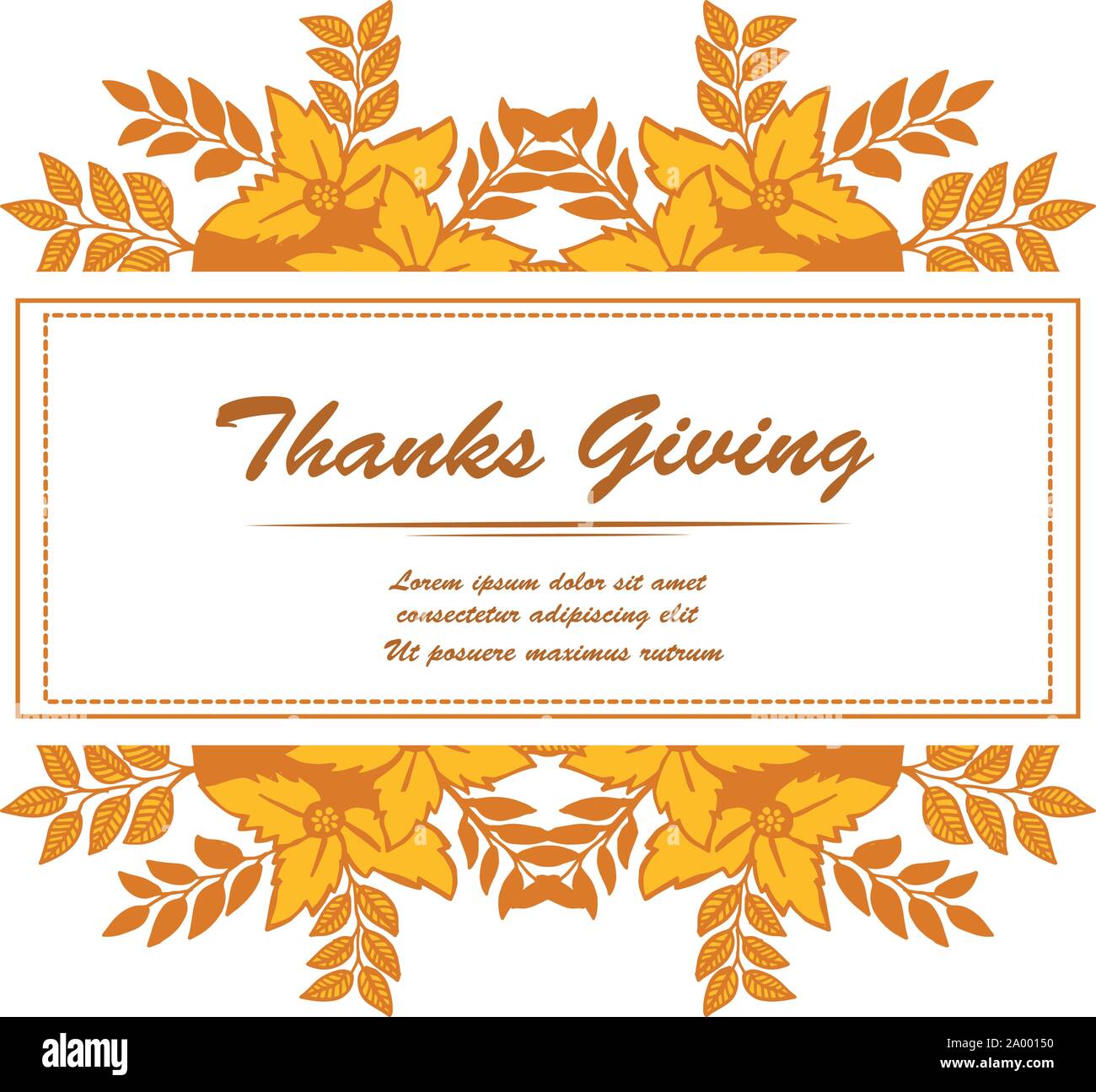 Card thanksgiving, with decorative element of autumn leaf flower frame ...