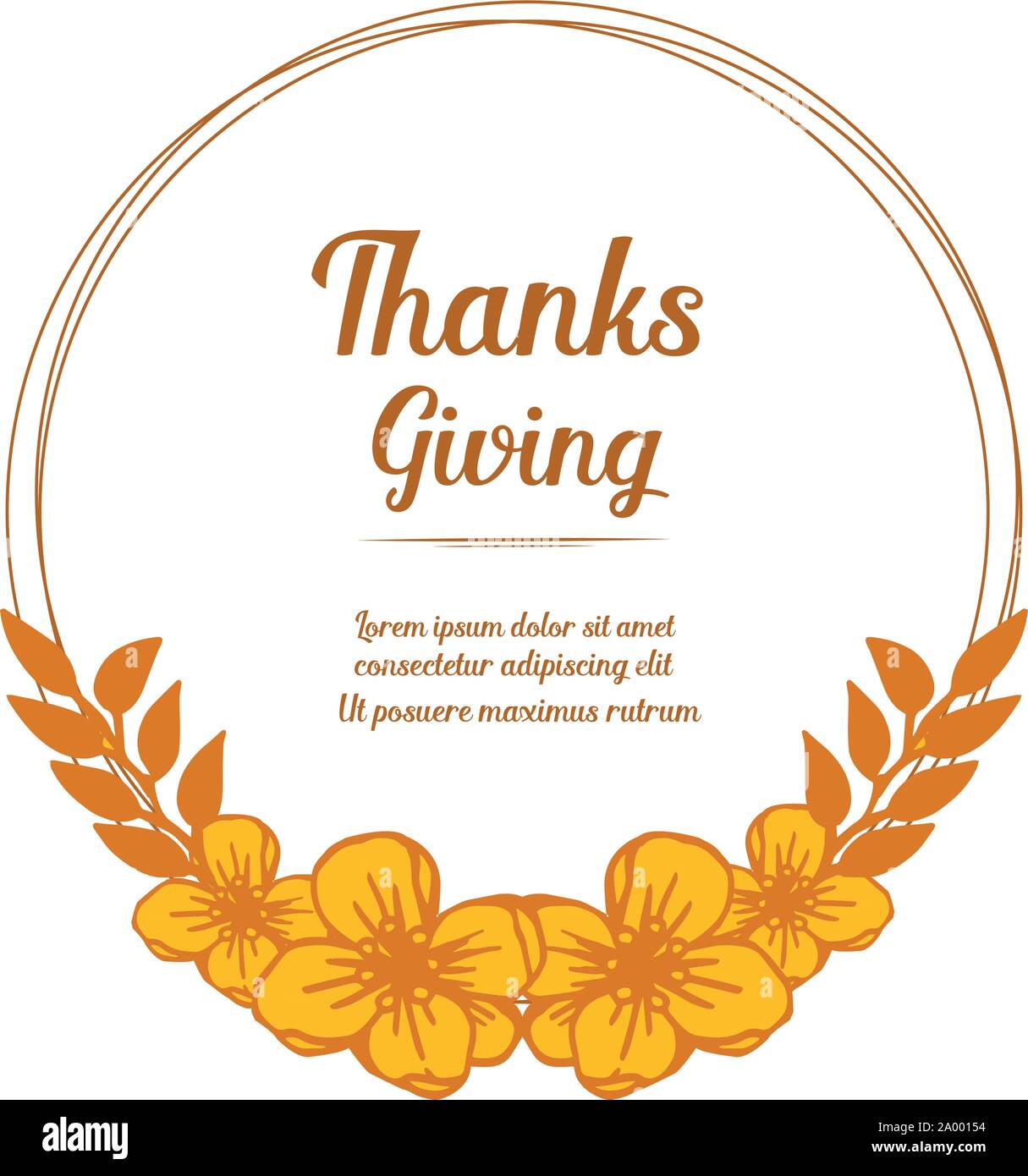 Card thanksgiving, with decorative element of autumn leaf flower frame ...