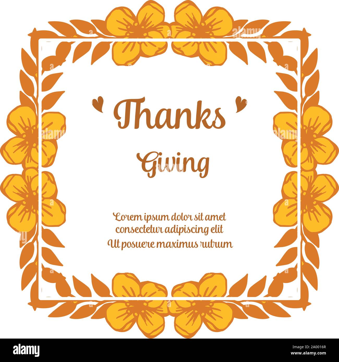 Design card thanksgiving with elegant leaf flower frame. Vector Stock ...