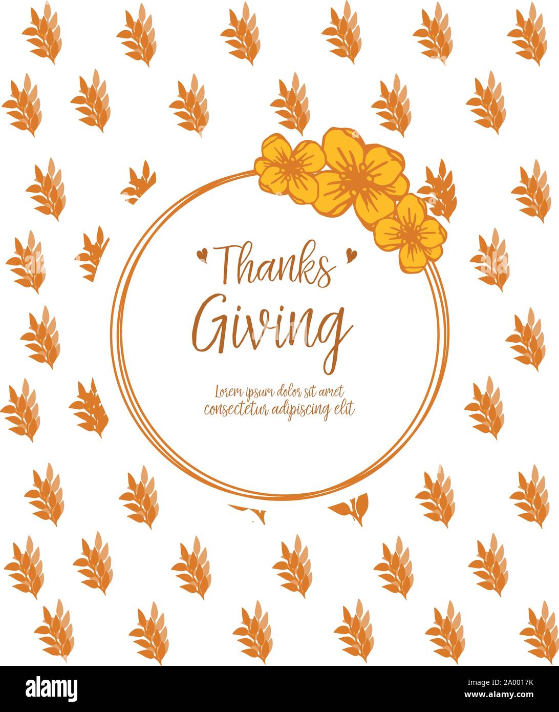 Design card thanksgiving with elegant leaf flower frame. Vector Stock ...