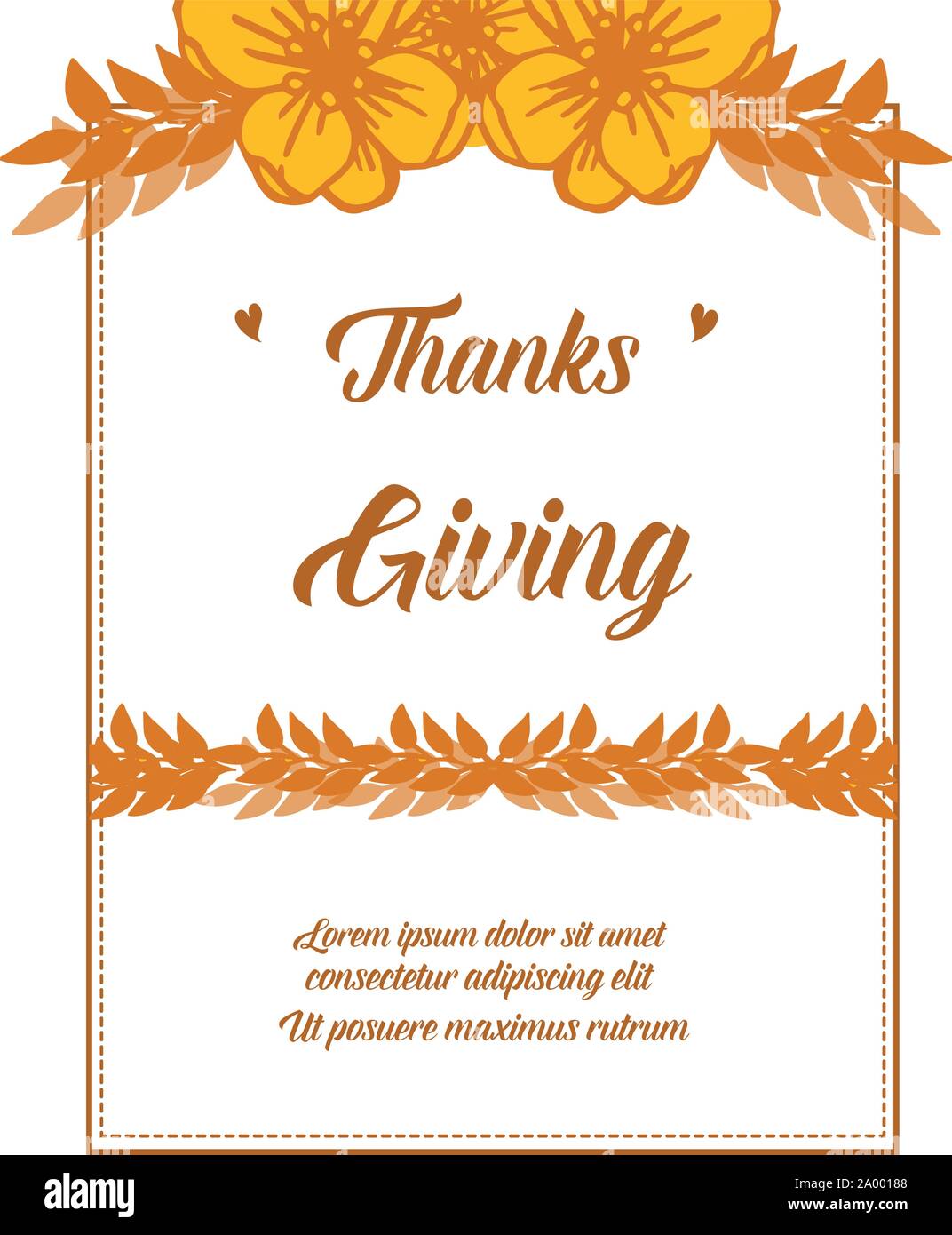 Design card thanksgiving with elegant leaf flower frame. Vector Stock ...